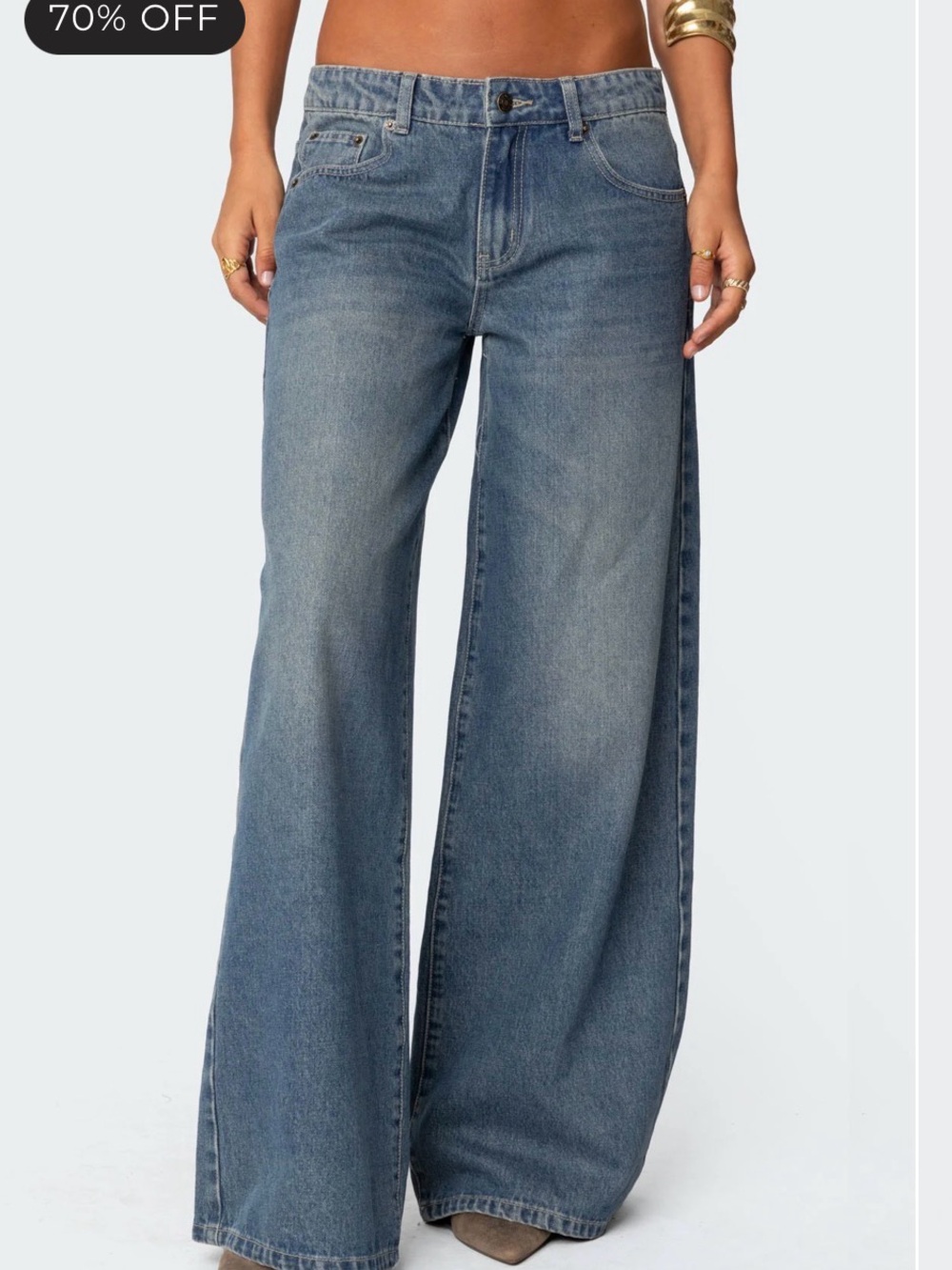 Edikted Wide Leg Blue Jeans - Picture 5 of 7